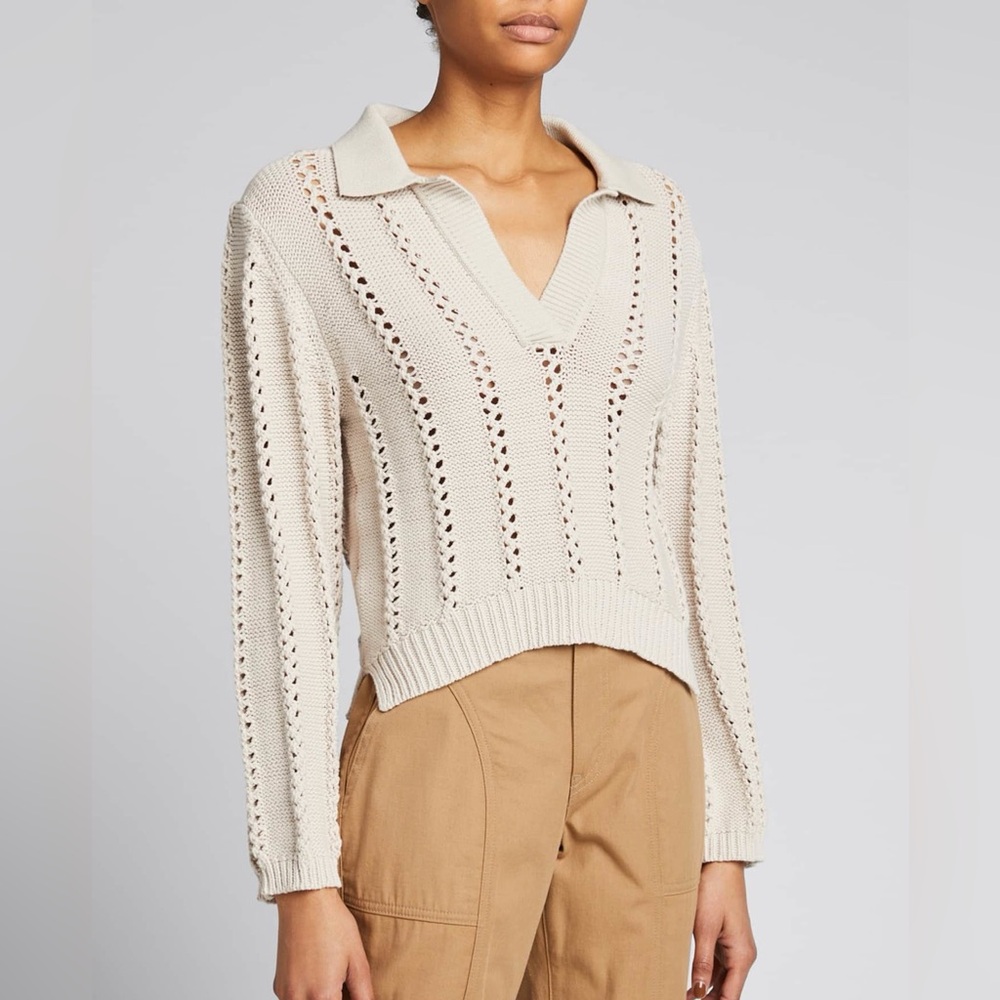 Storia Cream V-Neck Knit Sweater